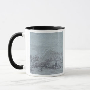 Taza Taormina, de "vistas de Sicilia" (tiza y aguazo