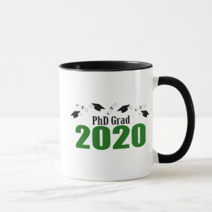 Taza Tapones Y Diplomas De PhD Grad 2020 (Verde)