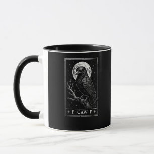 Taza Tarjeta de Cuervo F-Caw-F Divertida Parte Trasera