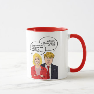 Taza Tarjeta de cumpleaños Hillary vs Trump - Una pared