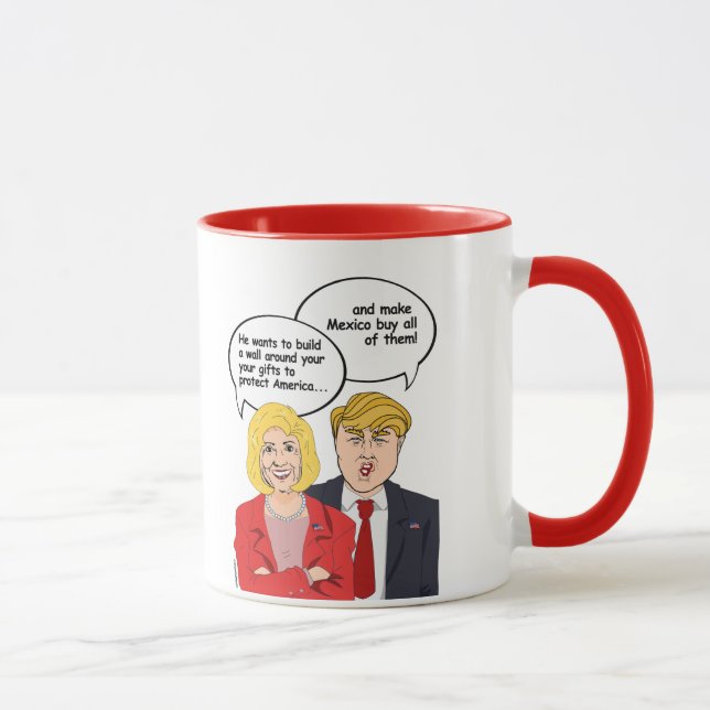 Taza Tarjeta de cumpleaños Hillary vs Trump - Una pared (Derecha)