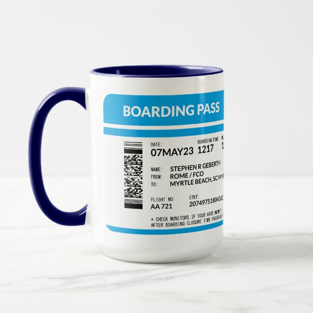 Taza Tarjeta de embarque (azul) SRG (Izquierda)