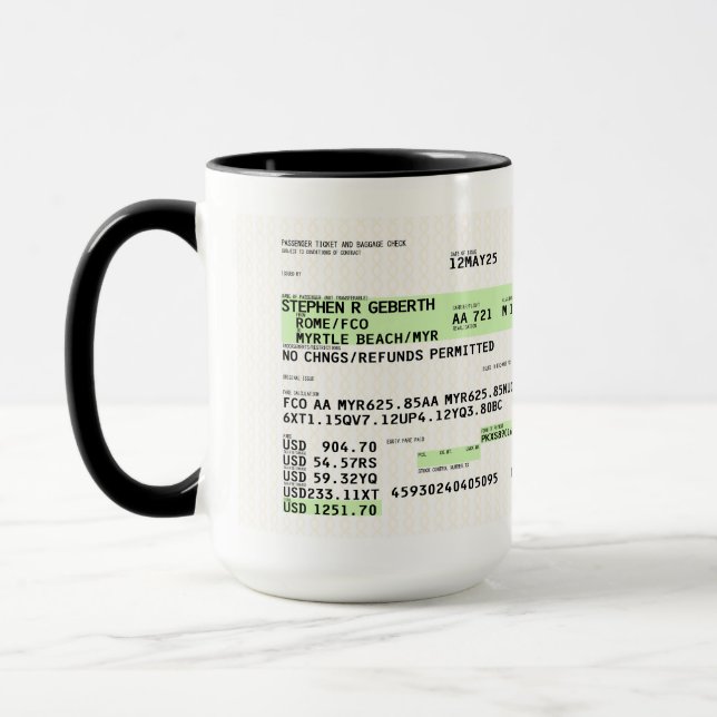 Taza Tarjeta de embarque (retro) SRG (Izquierda)