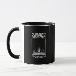 Taza Tarjeta de fecha de mensaje de biblioteca fuera de