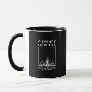 Taza Tarjeta de fecha de mensaje de biblioteca fuera de