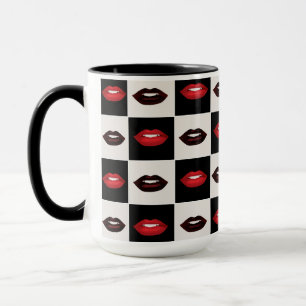 Taza Tarjeta de verificación Retro Vibes   Labios rojos