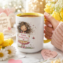Tarjeta del Día de la Madre con ilustración de niñ