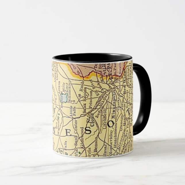 Taza Tarjeta postal de mapa antiguo de Minnesota (Anverso derecho)
