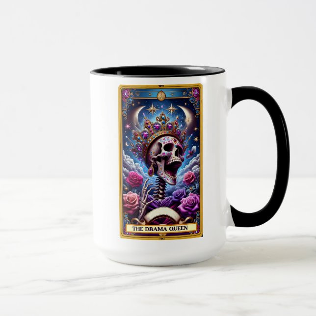 Taza Tarjeta Tarot divertida/Reina del drama (Derecha)