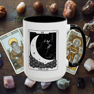 Taza Tarjeta Tarot para gato místico de brujería Mug bl