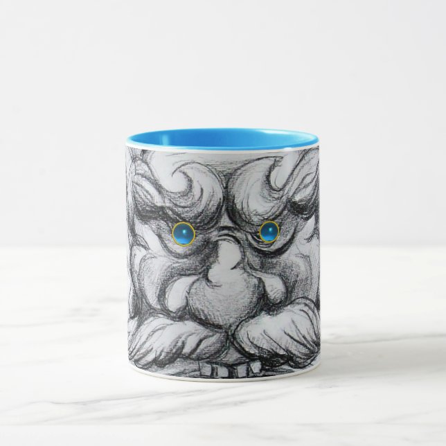 Taza TAROT, FANTASÍA GROTESQUE MÁSICA Azul blanco negro (Centro)