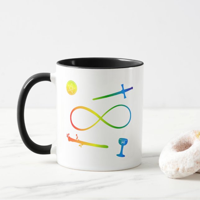 Taza Tarot Lemniscate: El arcoiris mago y los elementos (Con donut)