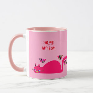 TAZA TARRO GATO ROSA REGALO DE CUMPLEAÑOS
