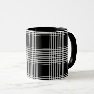 Taza Tartan a cuadros en blanco y negro