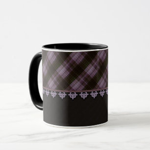 Taza Tartan abstracto sin fisuras a cuadros negro marró