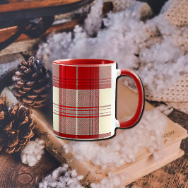 Taza tartán rojo y blanco