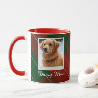 Taza Tartan Rojo y Verde a Cuadros Mascota Personalizad