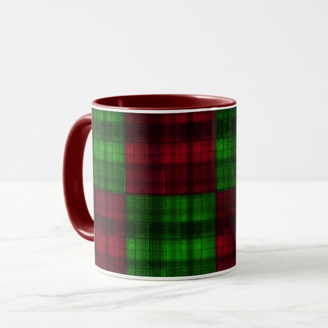 Taza Tartán rojo y verde navidad. (Anverso izquierdo)