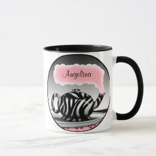 Taza Tasa de impresión de cebra Teapot Rosa Mug persona