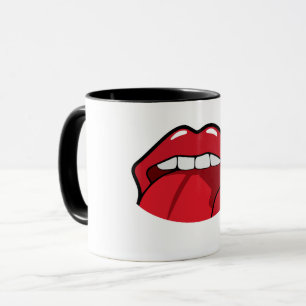 Taza Tasse avec un pegatina de la bouche en rouge