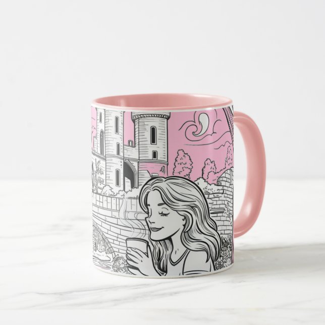 Taza tasse de fille avec fleurs (Anverso derecho)