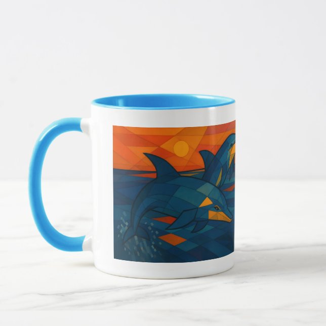 Taza Tasse mit Delfinmotiv im kubistischen Stil  (Izquierda)