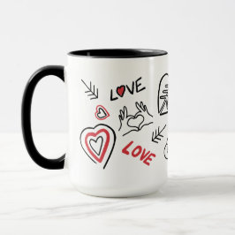 Taza Tasse motifs graffitis cœurs love