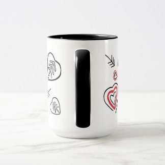 Taza Tasse motifs graffitis cœurs love