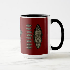 Taza Tasse, mug African style, motifs sur fond rouge