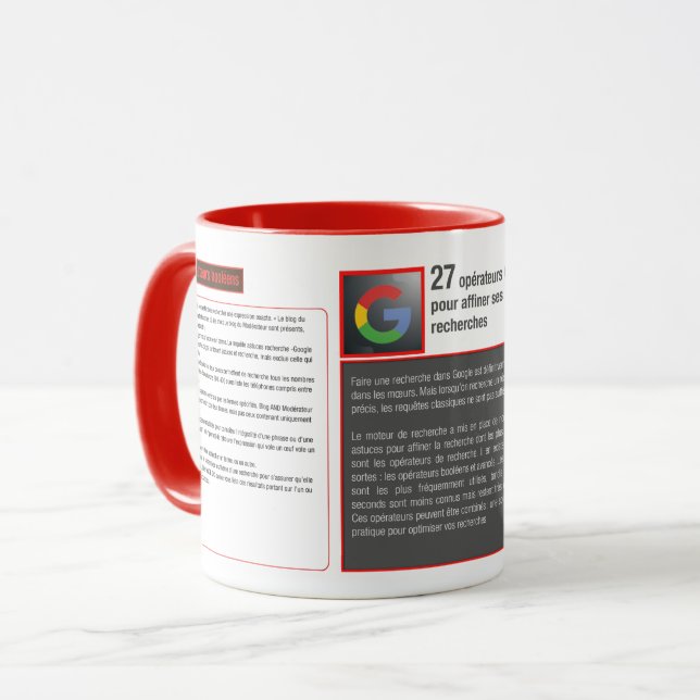 Taza Tasse mug raccourcie clavier opérateurs Google (Anverso izquierdo)