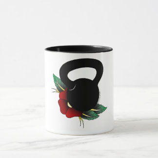 Taza Tatuaje tradicional americano flor Kettlebell