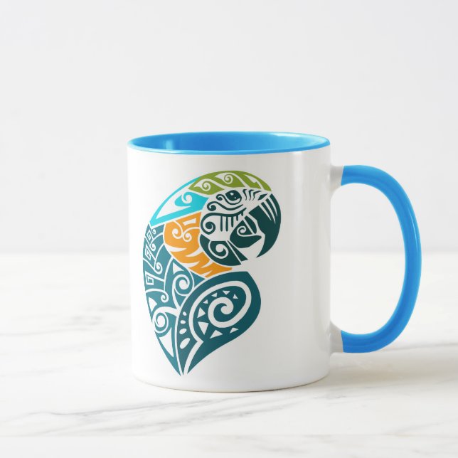 Taza Tatuaje tribal del macaw del azul y del oro (Derecha)