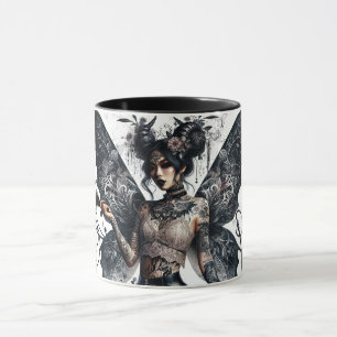 Taza Tatuajes de hadas asiáticas góticas de belleza osc