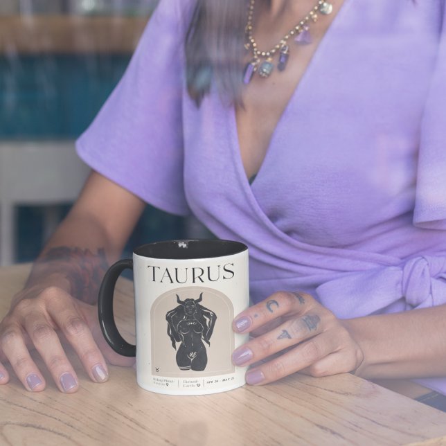 Taza Taurus Feminine Zodiac Design Brown Black 15 OZ (Subido por el creador)