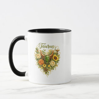 Taza Taurus Zodiac Floral Heart Mug – Earthy Astrology 
