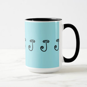 Taza Taza, café, té, turquesa, negro, "J inicial "