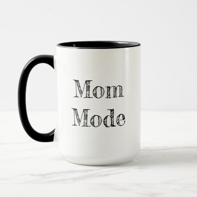 Taza "Taza de café del modo de la mamá" - negro y (Izquierda)