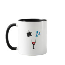 "Taza de la repetición del vino del agua del café"
