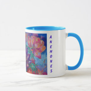Taza Tazas, florales, anémonas, paainting