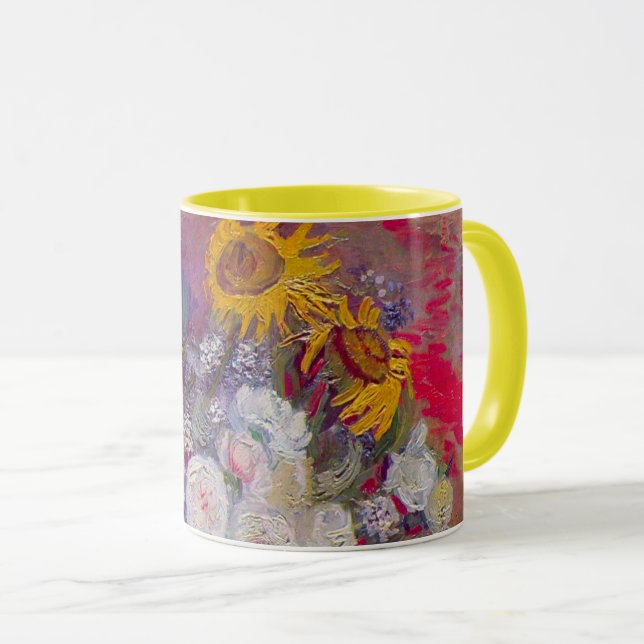 Taza Tazón con girasoles y rosas de Vincent van Gogh (Anverso derecho)