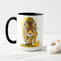 tazón de café con leopardo pintado y desorden de a