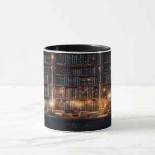 Taza tazón de café de la biblioteca antigua