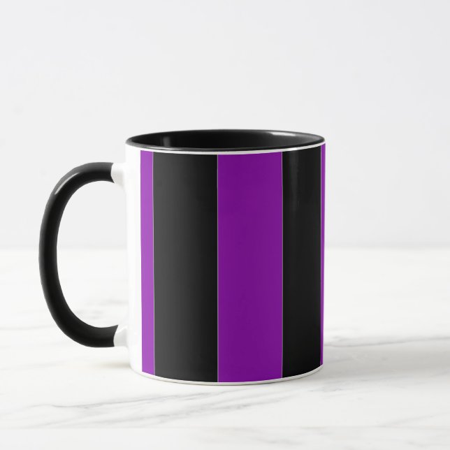 Taza tazón de café de rayas violetas de gran tamaño (Izquierda)