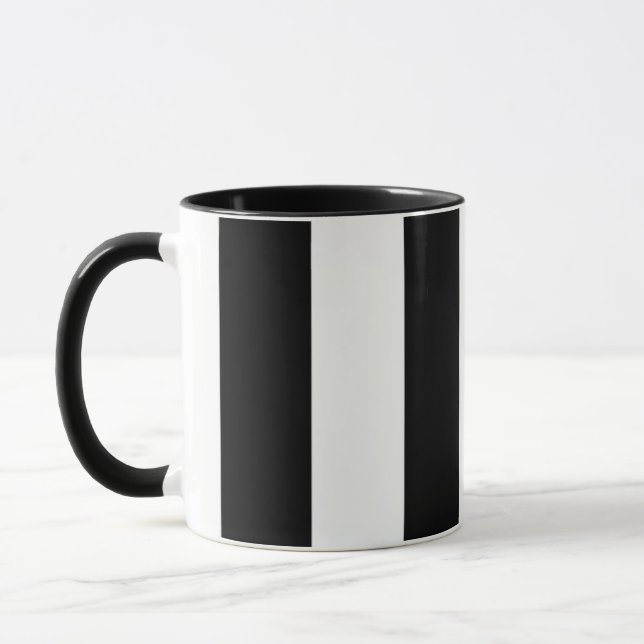 Taza tazón de café grande de rayas blancas y negras (Izquierda)