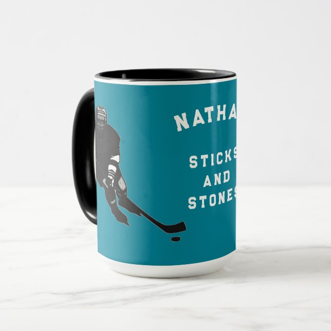 Taza tazón de humor de hockey personalizado (Anverso izquierdo)