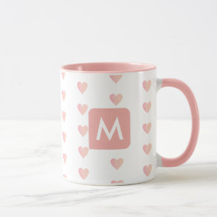 Taza tazón rosa femenino con su inicial (personalizado