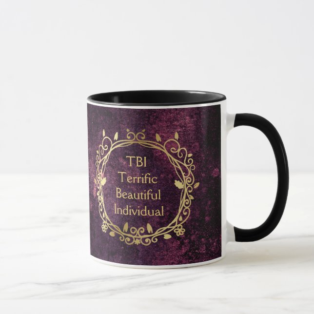 Taza TBI maravilloso y hermoso oro individual en morado (Derecha)