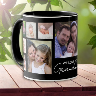 Taza Te Amamos Abuela 13 Collage de Fotos Negro
