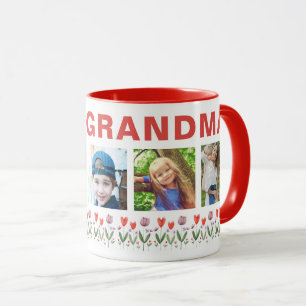 Taza Te amamos Abuela Flores 5 Fotos Recuerdo