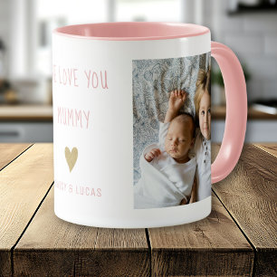 Taza Te Amamos Mami 2 Foto Personalizado Rosa